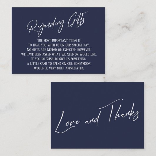 Geschenke Moderne Handschrift Navy Blue Begleitkarte (Vorne/Hinten)