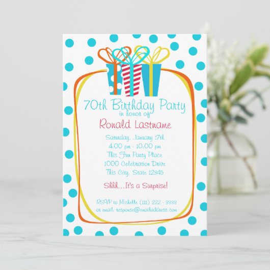 Geschenke Party Einladung (Stehend Vorderseite)