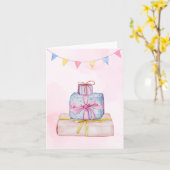 Geschenke pastellblau karte (Gelbe Blume)