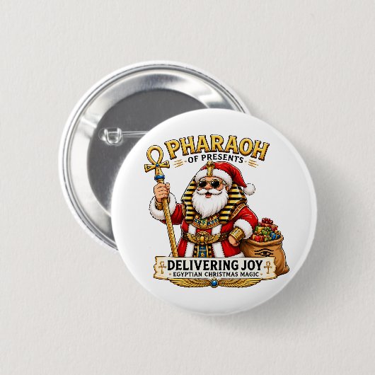 Geschenke-Pharao Ägyptischer Weihnachtsmann Button (Vorne & Hinten)