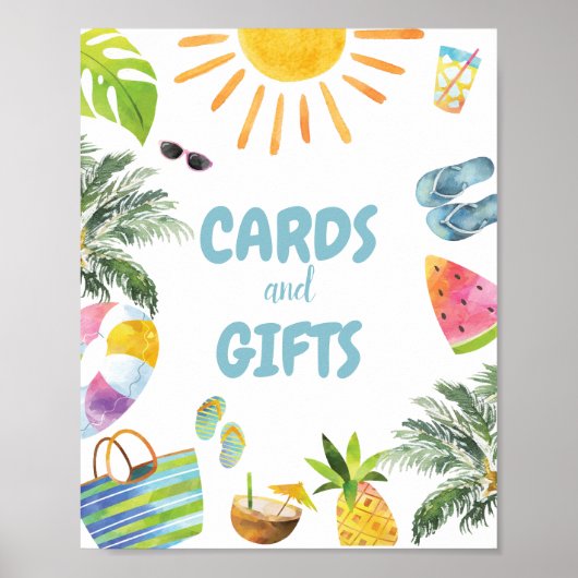 Geschenke Pool Party Geburtstag Zeichen Poster (Vorne)