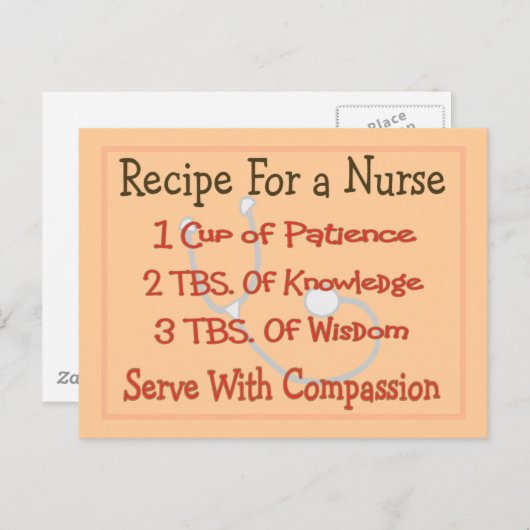 Geschenke "Rezept für eine Krankenschwester" Postkarte (Vorne/Hinten)