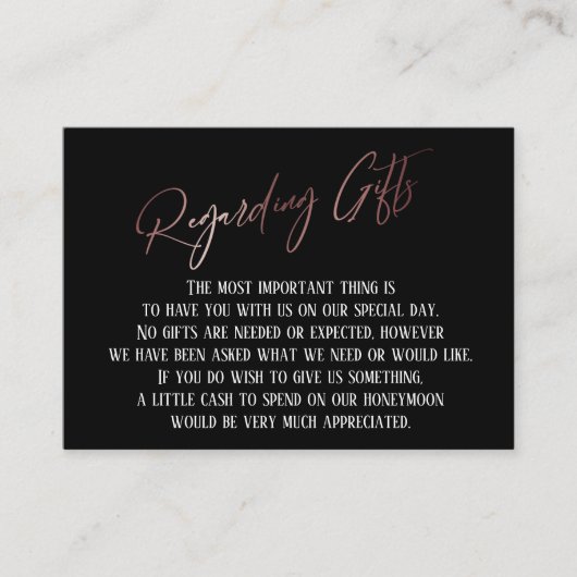 Geschenke Rose Gold Handwriting Wedding Begleitkarte (Vorderseite)