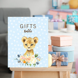 Geschenke Table Baby Dusche Lion Cub Floral Blue Poster