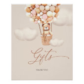 Geschenke Table Sign Brown Bär Pink Balloon Girl B Poster (Vorderseite)