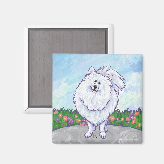 Geschenke und Accessoires aus weißem Spitz Magnet (Vorderseite/Rückseite)