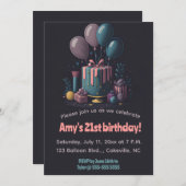 Geschenke und Balloons zum Geburtstag Einladung (Vorne/Hinten)