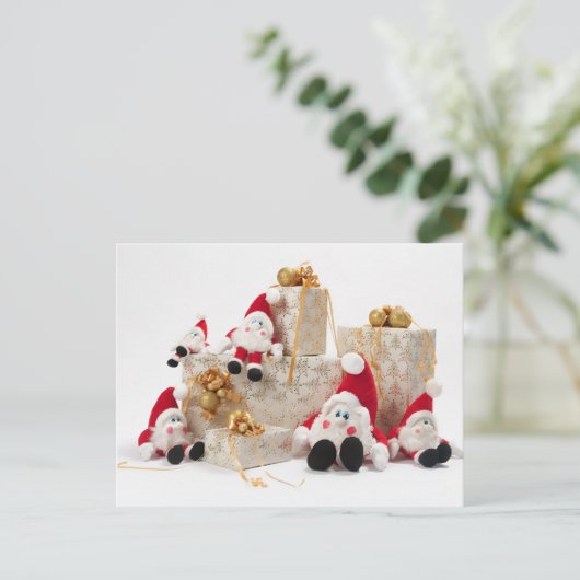 Geschenke und Gnome Postkarte (Stehend Vorderseite)