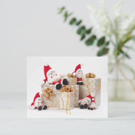 Geschenke und Gnome Postkarte (Stehend Vorderseite)