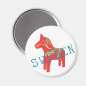 Geschenke und Grüße des schwedischen Dala Horses Magnet (Vorderseite/Rückseite)