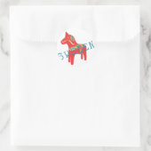 Geschenke und Grüße des schwedischen Dala Horses Runder Aufkleber (Tasche)