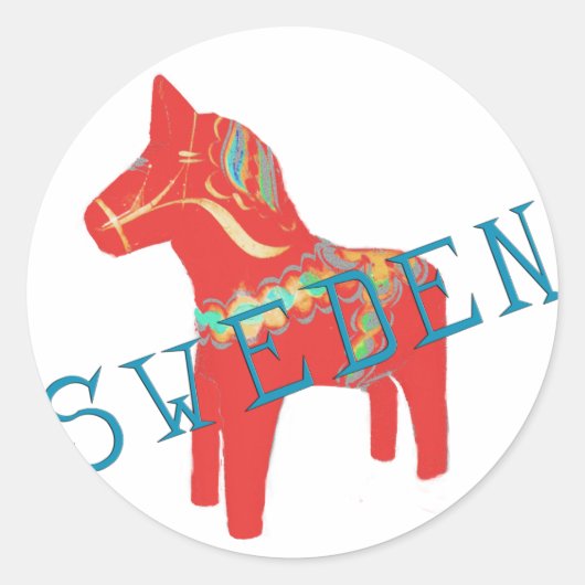Geschenke und Grüße des schwedischen Dala Horses Runder Aufkleber (Vorderseite)