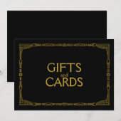 "Geschenke und Karten" Gold Art Deco Stil Hochzeit Einladung (Vorne/Hinten)
