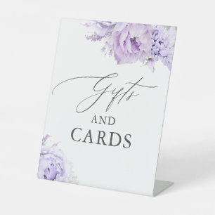 Geschenke und Karten Lila Blumenzehen Sockelschild