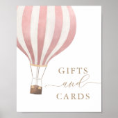 Geschenke und Karten Pink Hot Air Ballon Babydusch Poster (Vorne)