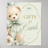 Geschenke und Karten Schild Salbei Grün Teddy (Vorne)