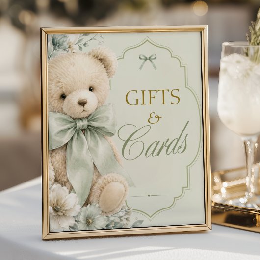 Geschenke und Karten Schild Salbei Grün Teddy