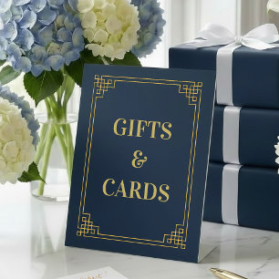 Geschenke und Karten Sockel Schild Chic Navy und G