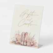 Geschenke und Karten Stiefel florales Cowgirl Brau Sockelschild (Vorderseite)