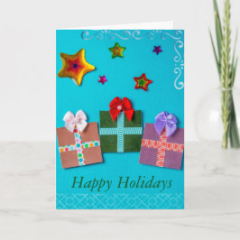 Geschenke und Sterne für die Urlaubskarte Feiertagskarte