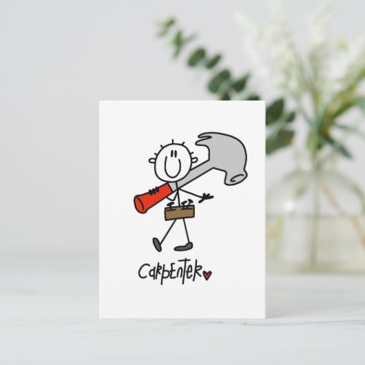 Geschenke und Strichmännchen für Handwerker Postkarte (Stehend Vorderseite)