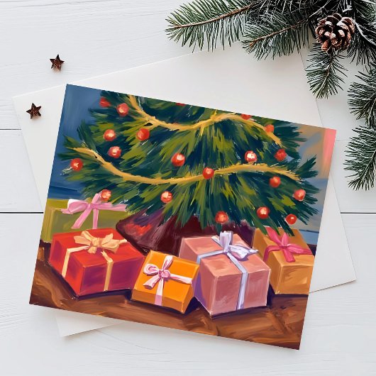 Geschenke unter dem Baum | Weihnachtskarte Feiertagskarte