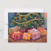 Geschenke unter dem Baum | Weihnachtskarte Feiertagskarte (Vorderseite)