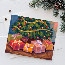 Geschenke unter dem Baum | Weihnachtskarte Feiertagspostkarte