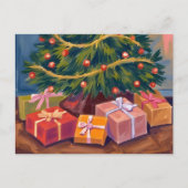 Geschenke unter dem Baum | Weihnachtskarte Feiertagspostkarte (Vorderseite)