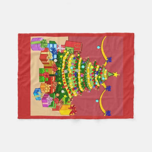 Geschenke unter dem Weihnachtsbaum Fleecedecke (Vorderseite (Horizontal))