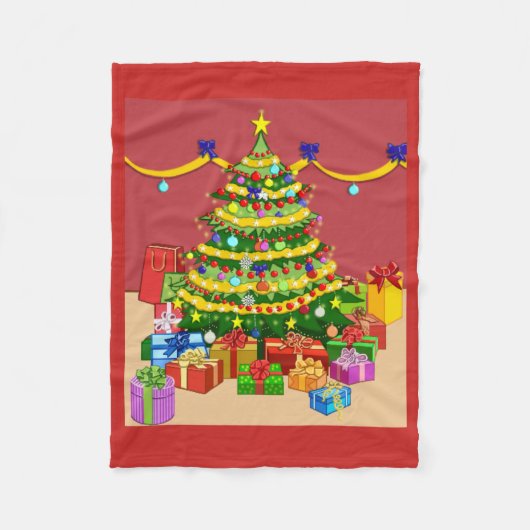 Geschenke unter dem Weihnachtsbaum Fleecedecke (Vorderseite)