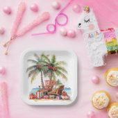 Geschenke unter der Palme Pappteller (Party)