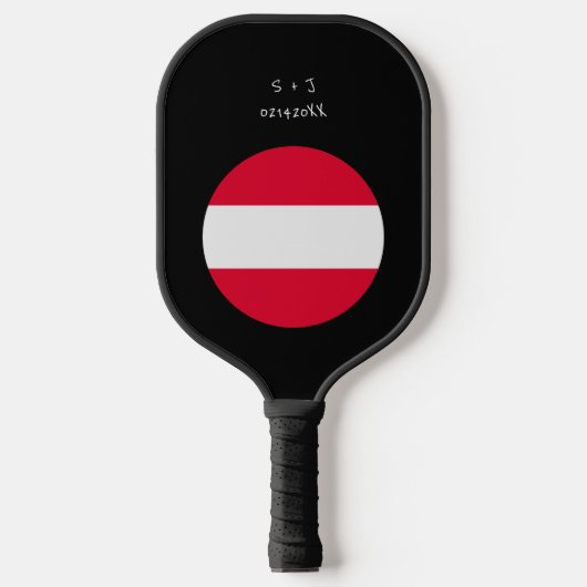 Geschenke unter der personalisierten Flagge Österr Pickleball Schläger (Vorderseite)
