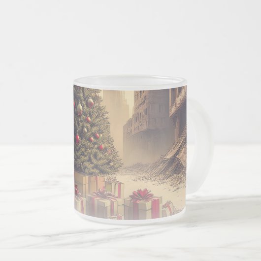 Geschenke unter einem Baum in einer giftigen apoka Mattglastasse (VorderseiteRechts)