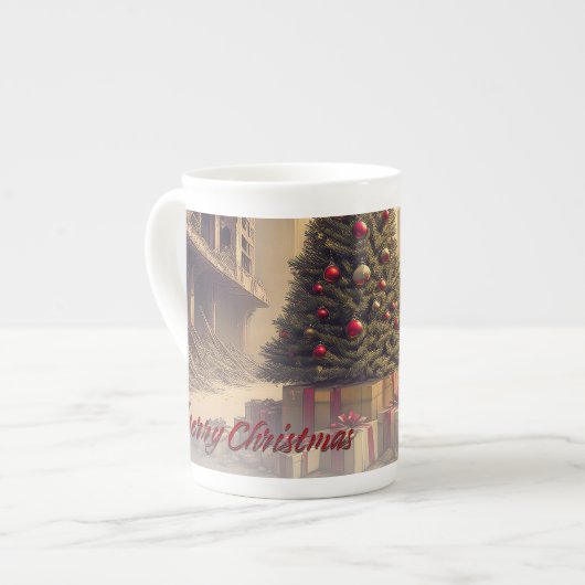 Geschenke unter einem Baum in einer giftigen apoka Porzellantasse (Vorderseite Links)