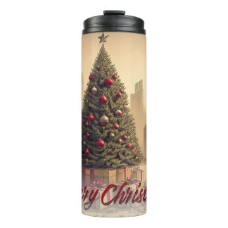 Geschenke unter einem Baum in einer giftigen apoka Thermosbecher