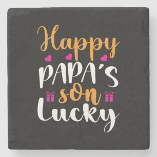 Geschenke Vater   Happy Papas Sohn Lucky Steinuntersetzer