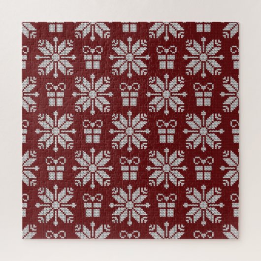 Geschenke: Vintages Wintermuster. Puzzle (Vertikal)