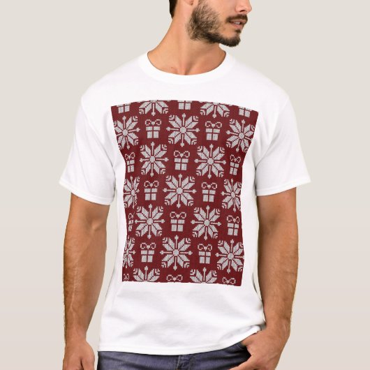 Geschenke: Vintages Wintermuster. T-Shirt (Vorderseite)