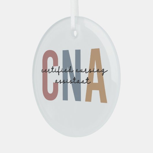 Geschenke von CNA Retro zertifizierten Pflegeassis Ornament Aus Glas (Vorderseite links)