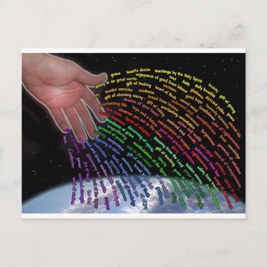 Geschenke von der Gott-Gruß-Karte oder der Postkarte (Vorderseite)