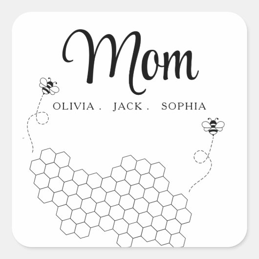 Geschenke von Kindernamensbiene Quadratischer Aufkleber (Vorderseite)