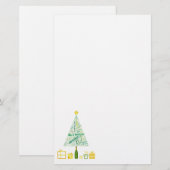 Geschenke Weihnachtsbaum grün Briefpapier (Vorne/Hinten)