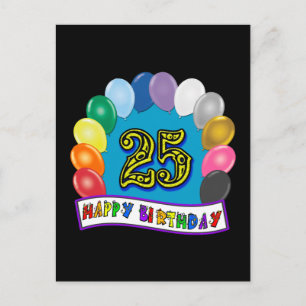 Geschenke zum 25. Geburtstag mit zusammengestellte Postkarte