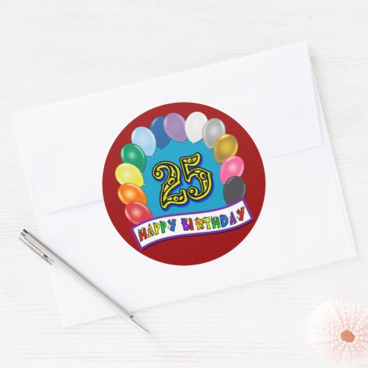 Geschenke zum 25. Geburtstag mit zusammengestellte Runder Aufkleber (Umschlag)