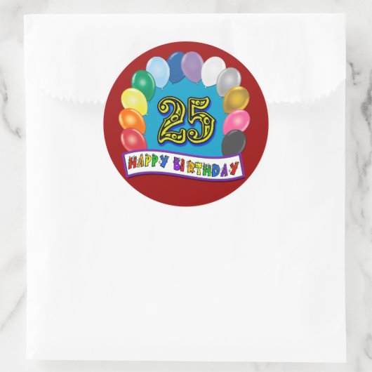 Geschenke zum 25. Geburtstag mit zusammengestellte Runder Aufkleber (Tasche)