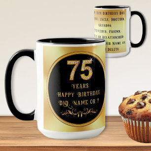 Geschenke zum 75. Geburtstag für Männer. Tassen zu