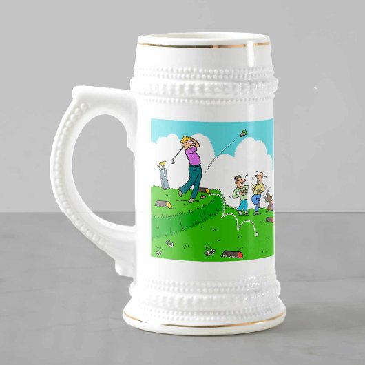 Geschenke zwei Spaß Golf Cartoon mit dem Namen des Bierglas