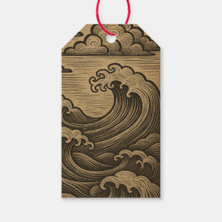 GESCHENKETIKETT JAPANISCHE WELLEN UND WOLKEN IN NE GESCHENKANHÄNGER