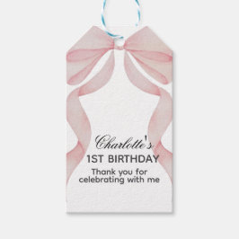Geschenketikett Rosa Schleife 1. Geburtstag Geschenkanhänger